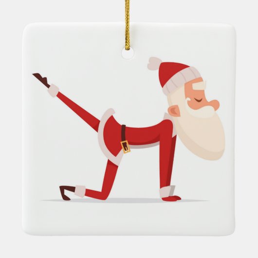Santa Doing Yoga Keramisch Ornament (Achterkant)