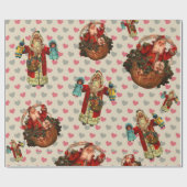 Santa Doll Nostalgia Hearts Cadeaupapier (Vlak)