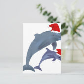 Santa dolphins feestdagenkaart (Staand voorkant)