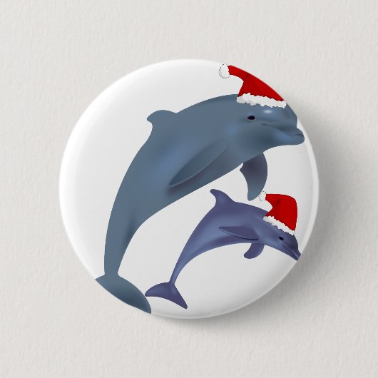 Santa dolphins ronde button 5,7 cm (Voorkant)