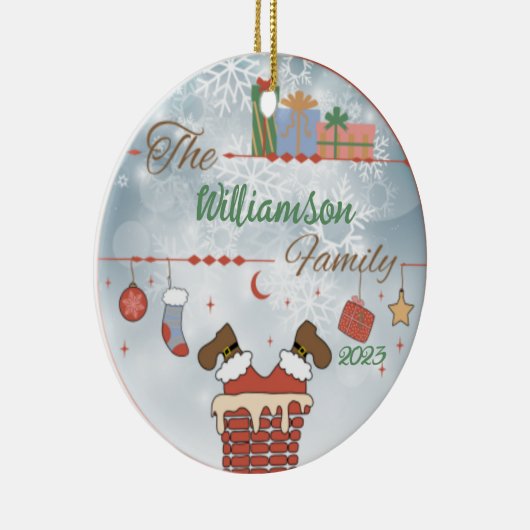 Santa Down de Chimney Keramisch Ornament (Rechts)