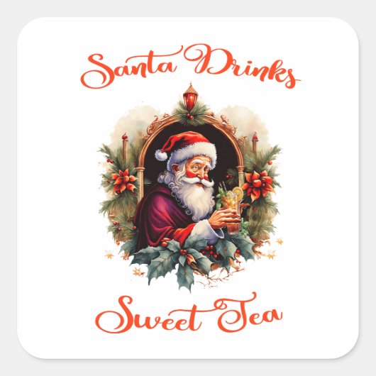 Santa Drinken Sweet Tea Stickers (Voorkant)