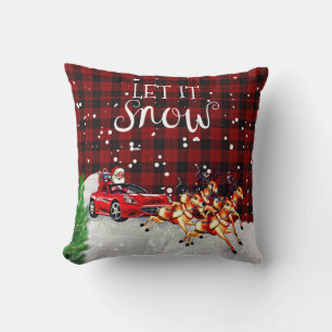 Santa Drives een RODE Sport Kaart Kerstdecoratie Kussen