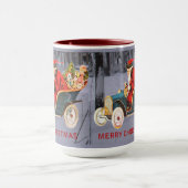  Santa Driving in een moderne sneeuwscène Mok (Midden)