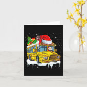 Santa Driving School Bus Kerstboom Kleurrijke Kost Kaart (Gele Bloem)