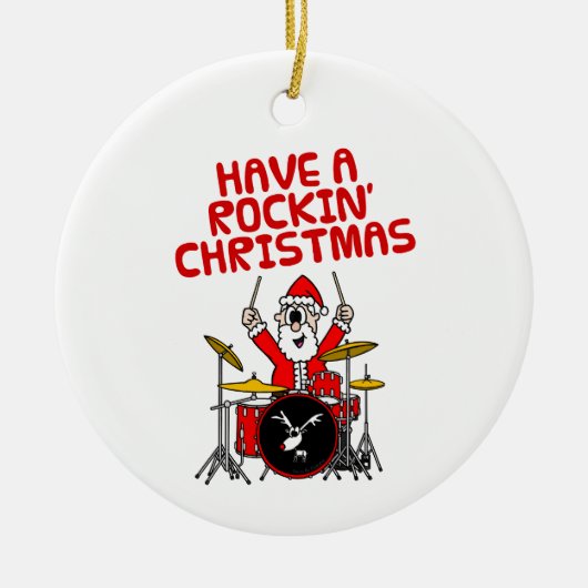 Santa Drums Drummer Musician Kerst Ornament (Voorkant)