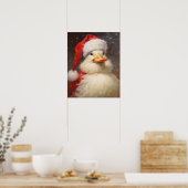 Santa Duck Portret Victoriaans Dier Poster (Keuken)