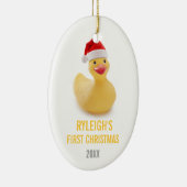 Santa Ducky Babys Eerste Kerstfeest Keramisch Ornament (Rechts)