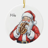 Santa eating Philly Cheesesteak Ceramic Ornament (Voorkant)