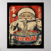 Santa Eating Ramen Noodles Ukiyo-e Insred Christma Poster (Voorkant)