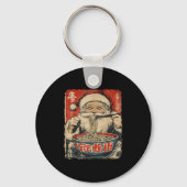 Santa Eating Ramen Noodles Ukiyo-e Insred Christma Sleutelhanger (Voorkant)