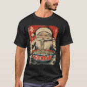 Santa Eating Ramen Noodles Ukiyo-e Insred Christma T-shirt (Voorkant)
