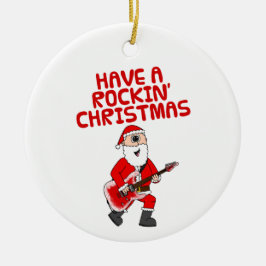 Santa Electric Guitar Gitarist Kerst Ornament