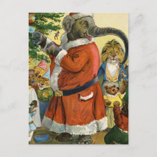 Santa Elephant Celebrates an Animal Kerstmis Feestdagenkaart
