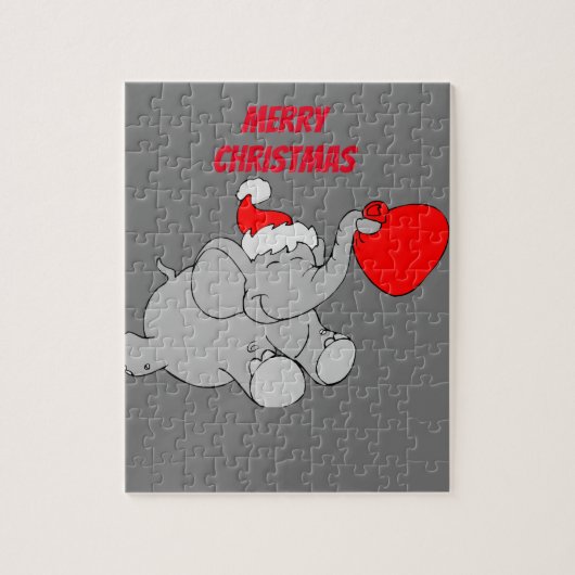 Santa Elephant Jigzaag Puzzle Legpuzzel (Verticaal)