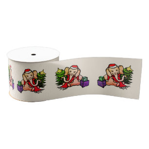 Santa Elephants Nostalgic Cute Kerstmis Grosgrain Lint