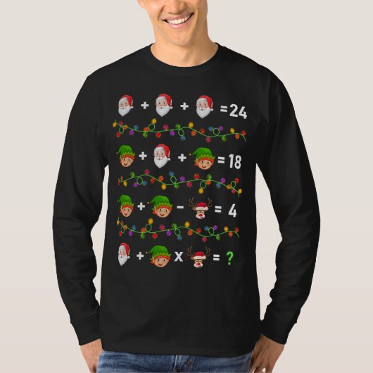 Santa Elf Operations Quiz Wiskunde Kerstman leraar T-shirt (Voorkant)