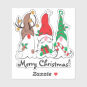 Santa Elf Rendier Kerstmis Gnome Trio Sticker (Vel)