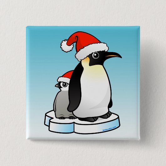 Santa Emperor Penguin Vierkante Button 5,1 Cm (Voorkant)