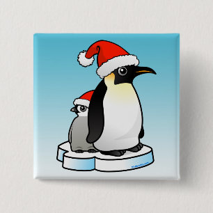 Santa Emperor Penguin Vierkante Button 5,1 Cm