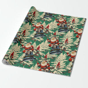 Santa en Bell Green Cadeaupapier