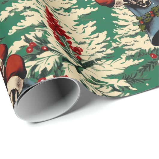 Santa en Bell Green Cadeaupapier (Rol Hoek)