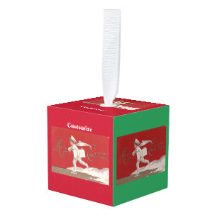 santa en boy nostalgie kerst kubus ornament