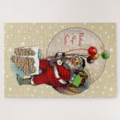 Santa en de smalle schoorsteen groot legpuzzel (Horizontaal)