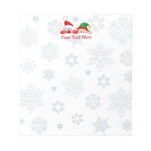 Santa en Elf Cute en grappige karakters die C piek Notitieblok (Voorkant)