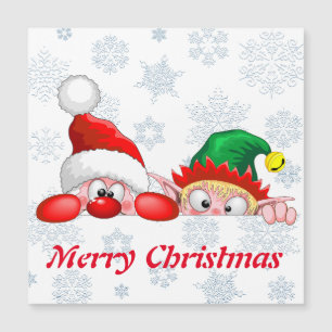 Santa en Elf Cute en grappige tekenaars die naar d