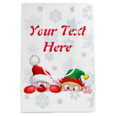 Santa en Elf Cute en grappige tekenaars die naar d Medium Cadeauzakje (Achterkant)