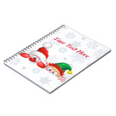 Santa en Elf Cute en grappige tekenaars die naar d Notitieboek (Linkerzijde)