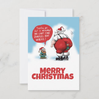 Santa en Elf Funny Cartoon Bedankkaart
