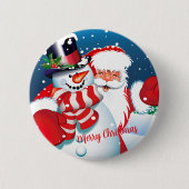 Santa en Frosty Ronde Button 5,7 Cm (Voorkant)