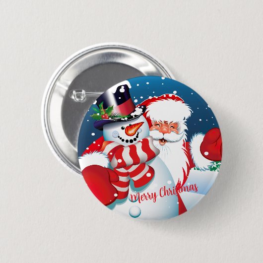 Santa en Frosty Ronde Button 5,7 Cm (Voorkant /achterkant)