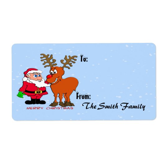 Santa en Gift Label (groot) (Voorkant)