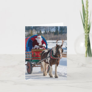 Santa en het Pinto trekpaard met gewei Kaart