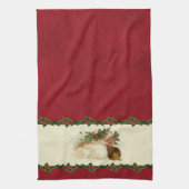  Santa en Holly keukenhanddoek (Verticaal)