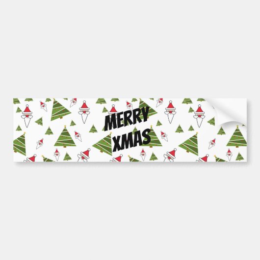 Santa- en kerstboom aanpassen bumpersticker (Voorkant)