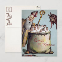  Santa en Krampus met Kinder Briefkaart