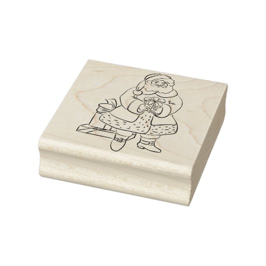 santa en kunststempel voor giften 	rubberstempel (Stempel)