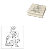 santa en kunststempel voor giften 	rubberstempel (Gestempeld)