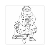santa en kunststempel voor giften 	rubberstempel (Afrduk)