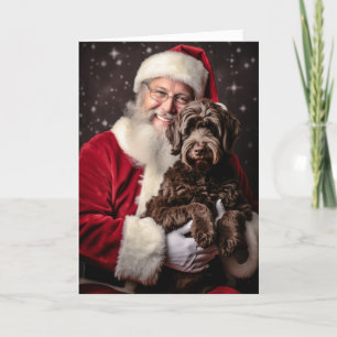 Santa en Labradoodle Feestdagen Kaart