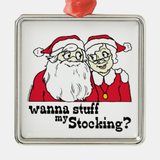 Santa en Mrs Claus Metalen Ornament