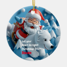 Santa en Polar Beer Gepersonaliseerd Ornament