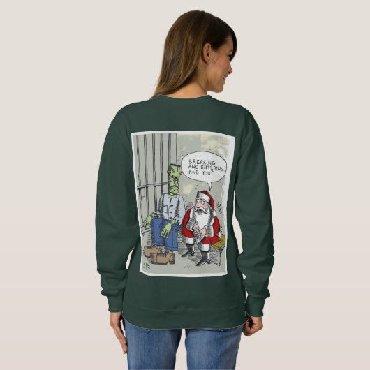 Santa en prison femmes sweatshirt vert dos (Dos entier)