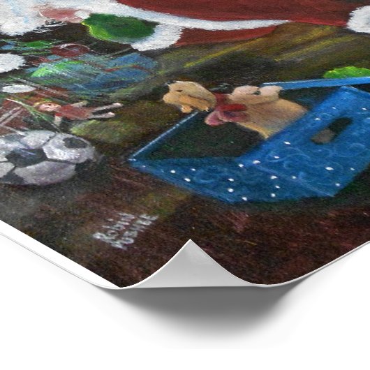 Santa en Puppy, Kerstmis Poster (Hoek)