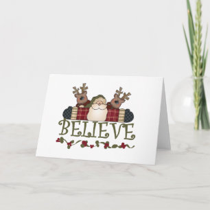 Santa en Reindeer Believe Feestdagen Kaart