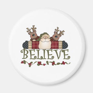 Santa en Reindeer Believe Magneet